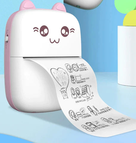 IMPRESORA PORTATIL DE GATITO + 10 ROLLOS